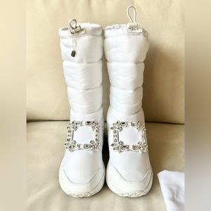 Roger Vivier Snow Boots with Signature Embellished Buckles, Size 37, NEW!